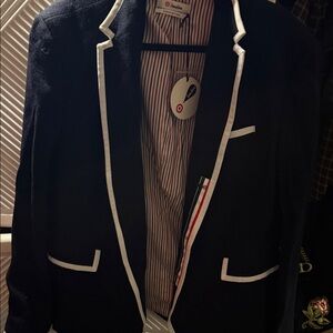 Thom Browne Dark Blazer with White Trim